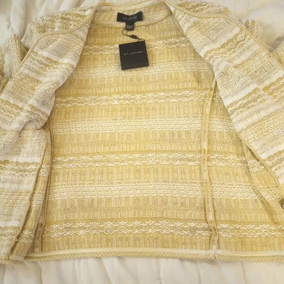St. John Wool Blend Tweed Blazer New Sz 12 K61S0C1 Butterscotch Speckled $1695 - Picture 15 of 16